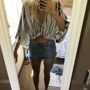 Black & White Tie Dye Crop Top